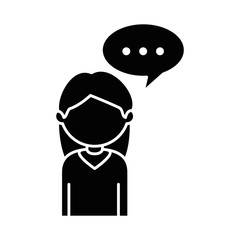 beautiful businesswoman with speech bubble avatar character