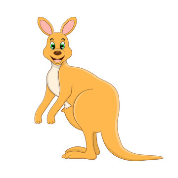 Cute cartoon kangaroo. Vector illustration isolated on white background.