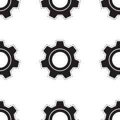 gear wheel. black gear. geometric detail abstract. seamless pattern. white background. vector illustration.