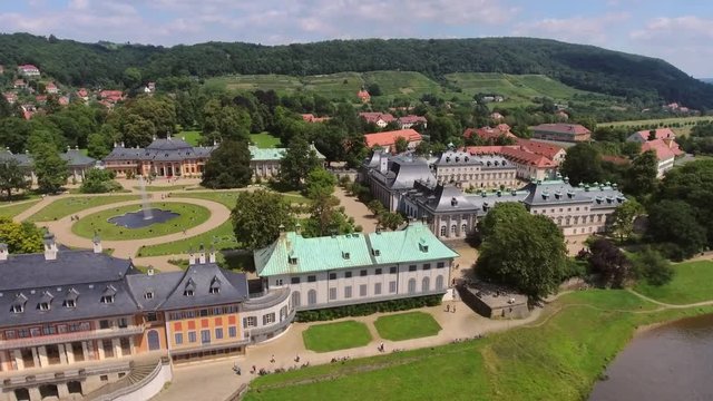 Pillnitz Castle, Saxony. Aerial view.