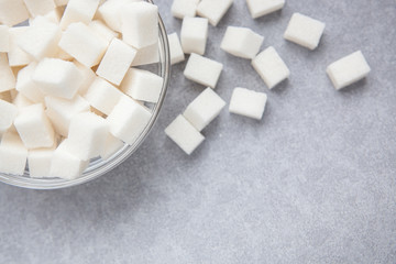 White sugar cubes, with copy space