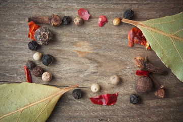 frame lined with spices