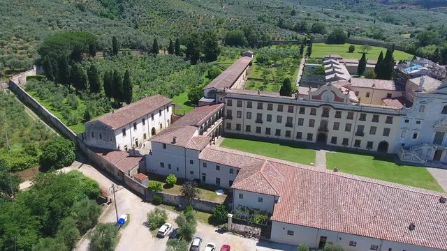 Aerial view of Calci Charterhouse, Pisa.