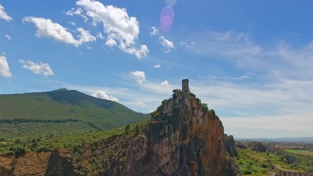 Aerial view of Caprona Tower in Pisa, Italy.