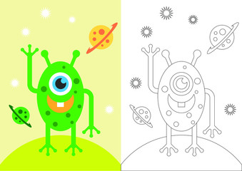 monsters vector cartoon for coloring book or page