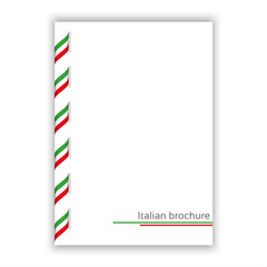 White brochure with ribbon in Italian tricolor, vector illustration