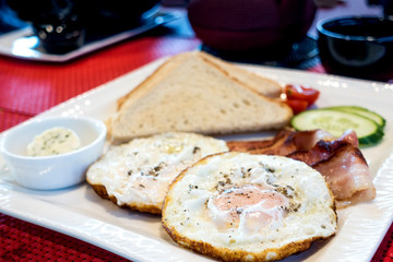 Breakfast with Prepared Egg and ham