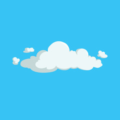 Cartoon cute fluffy cloud trendy design icon. Vector illustration of weather or sky background.