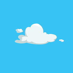 Cartoon cute fluffy clouds trendy design icon. Vector illustration of weather or sky background.