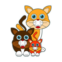 cat family vector cartoon