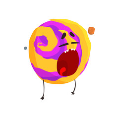 Cute humanized Venus planet character, sphere with funny face cartoon vector Illustration