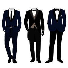 Wedding men's suit and tuxedo. Collection.