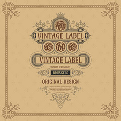 Old vintage card with floral ornament - vector