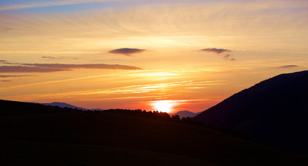 Escape to the Pyrenees from dawn to dusk Set of panoramic images of the Pyrenees from the sunrise to the sunset, where we can appreciate: meadows, mountains, rivers, villages, houses. © JosepIgnasi