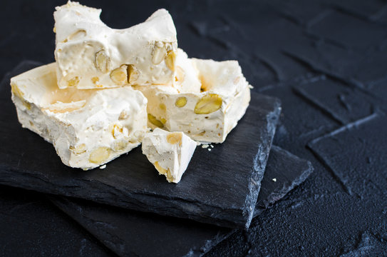 Delicious Italian festive torrone or nougat