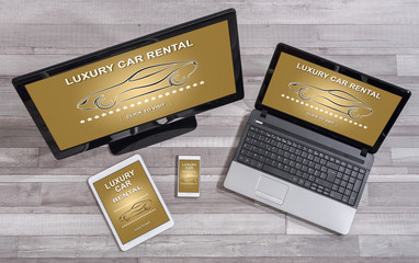 Luxury car rental concept on different devices