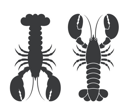 lobster silhouette. Isolated lobster on white background