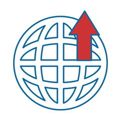 planet sphere with arrow up