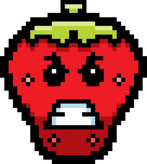 Obraz premium Angry 8-Bit Cartoon Strawberry