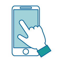 hand user with smartphone isolated icon