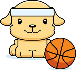 Cartoon Smiling Basketball Player Puppy