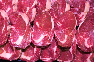 fresh raw meat on market