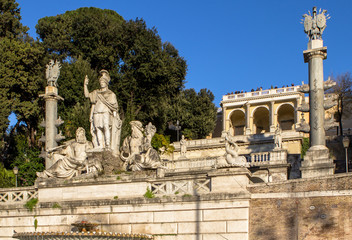 Fototapeta premium Sculpture and fountain of Piazza del Popolo in Rome