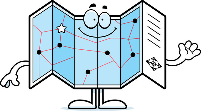 Cartoon Road Map Waving