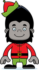 Cartoon Smiling Xmas Elf Gorilla