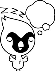 Cartoon Baby Cardinal Dreaming