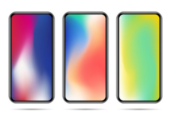 Set of new smartphone templates with colorful gradients