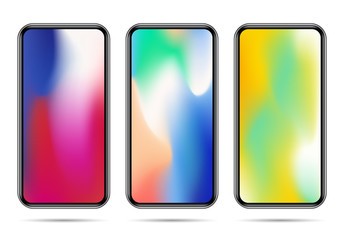 Set of new smartphone templates with colorful gradients