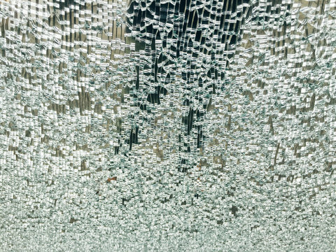 Close up of shattered glass window