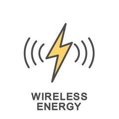 Icon wireless energy. Transmission of electricity without wires. The thin contour lines with color fills.