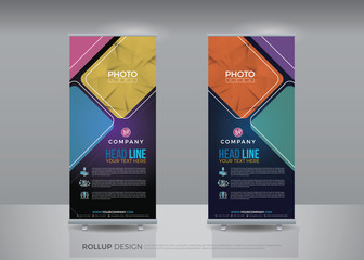 Business roll up for technology concept layout for business banner template. roll up presentation stand design template. Vector illustration