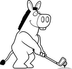 Cartoon Donkey Golfing