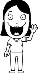 Cartoon Woman Waving
