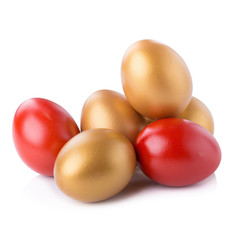 Golden Egg and Red Egg isolated on a white background