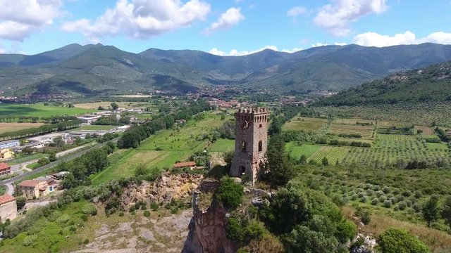 Tower of Caprona - Pisa, Italy. Aerial view.