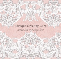 Baroque greeting card. Acanthus ornament texture. Vector templates