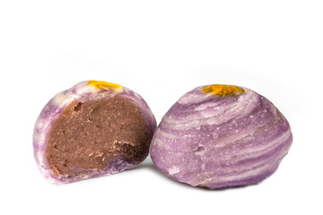 Chinese pastry isolated on white background , selective focus