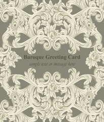 Baroque greeting card. Acanthus ornament texture. Vector templates
