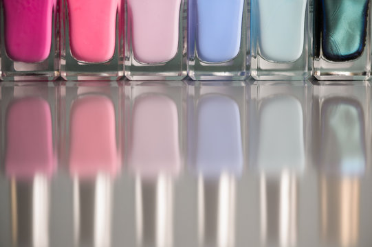 Colorful nail varnish containers