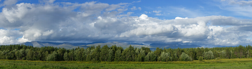 The tops of the Mountains, Khibiny  and cloudy sky. Kola Peninsula, Russia.