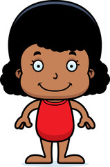 Cartoon Smiling Girl Swimsuit