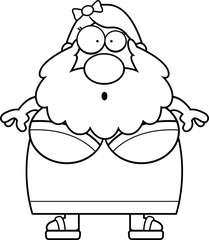 Surprised Cartoon Bearded Lady