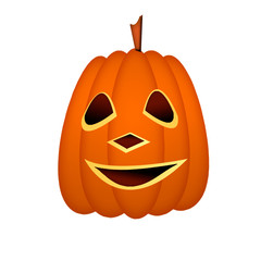 Faces on pumpkins for Halloween on white background