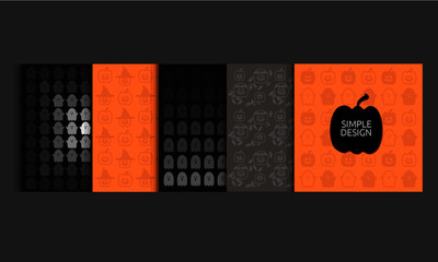 Set of flat card for halloween party. Vector illustration.