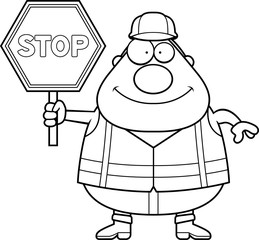 Cartoon Road Worker Stop Sign
