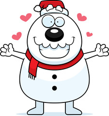 Cartoon Snowman Santa Hug